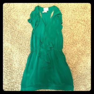 Greylin size small 💯 % silk dress in royal green.